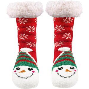 Women's Snowman Winter Warm Grip Fluzzy Cozy Soft Thick Mid-calf Socks